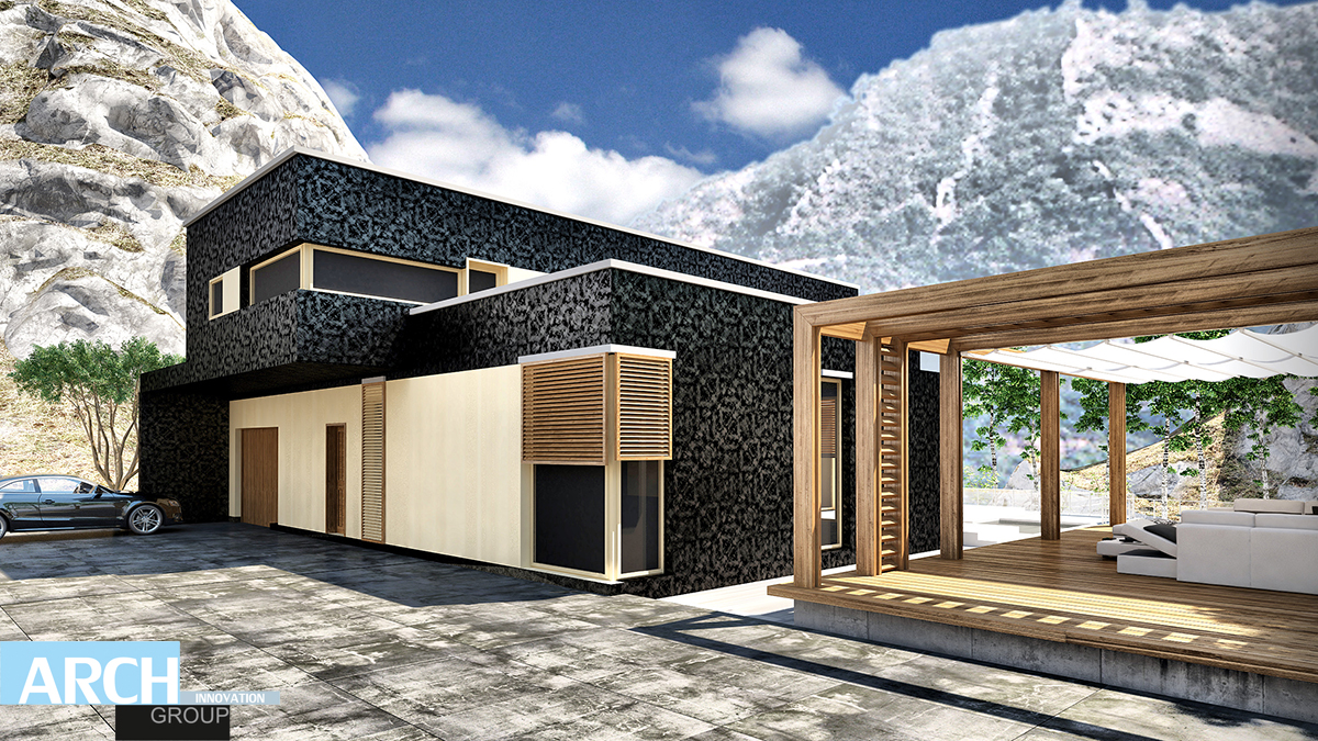 проект современного дома с плоской крышей Project of modern house with a flat roof