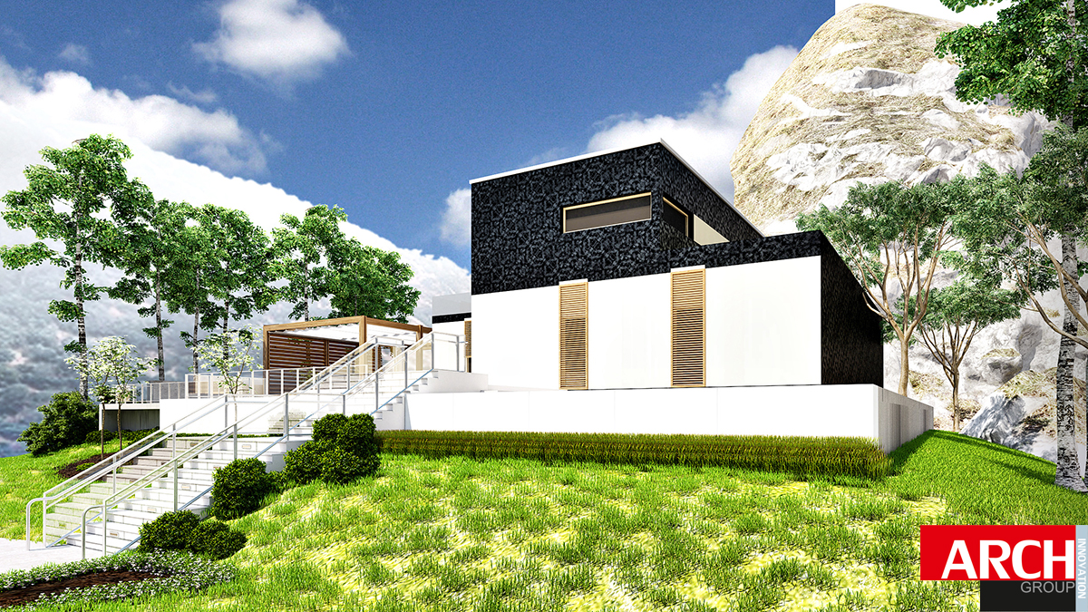 проект современного дома с плоской крышей Project of modern house with a flat roof